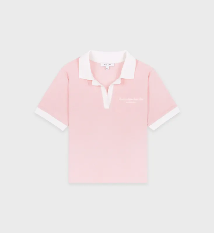 Hotel du Cap Cursive Contrast Terry Polo - Eden Pink/White sold by Sporty and Rich