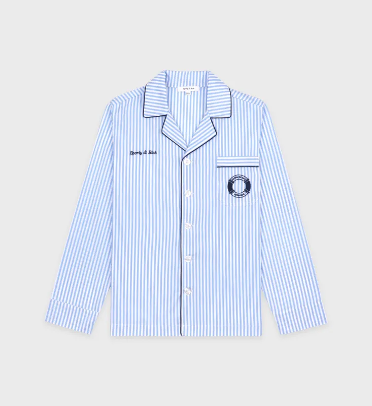 Buoy Pyjama Shirt - Blue Striped sold by Sporty and Rich