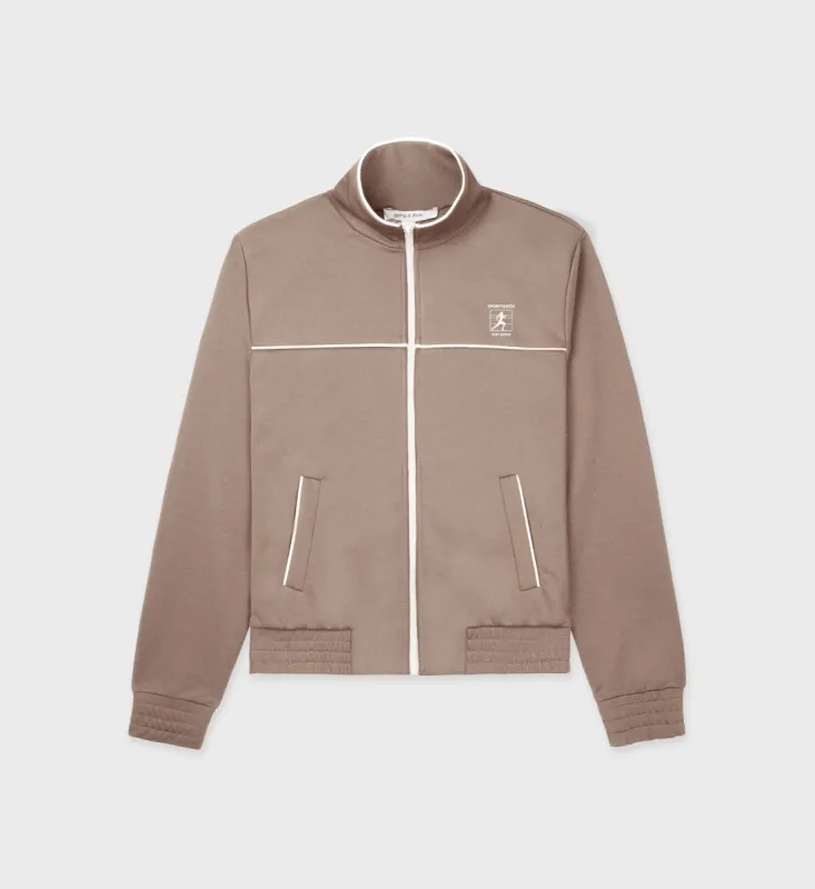 Runner Track Jacket - Espresso/White sold by Sporty and Rich