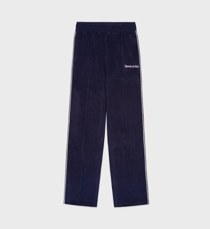 New Serif Terry Track Pant - Navy/White sold by Sporty and Rich