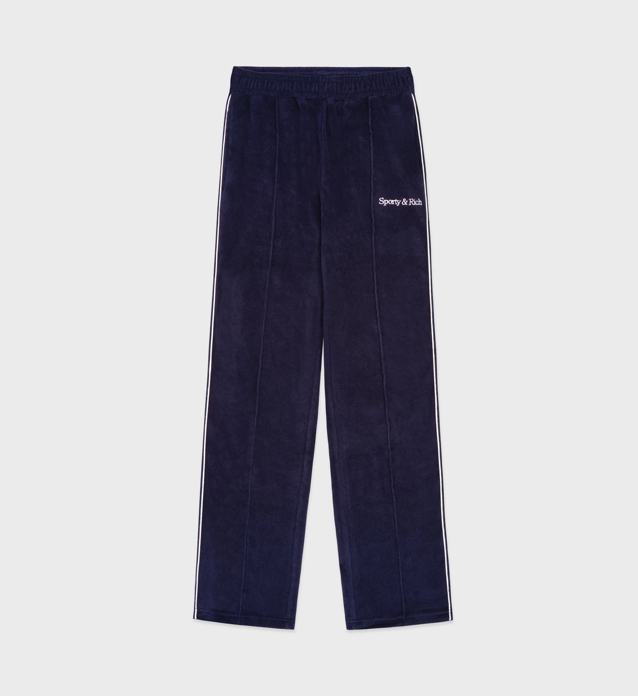 New Serif Terry Track Pant - Navy/White sold by Sporty and Rich