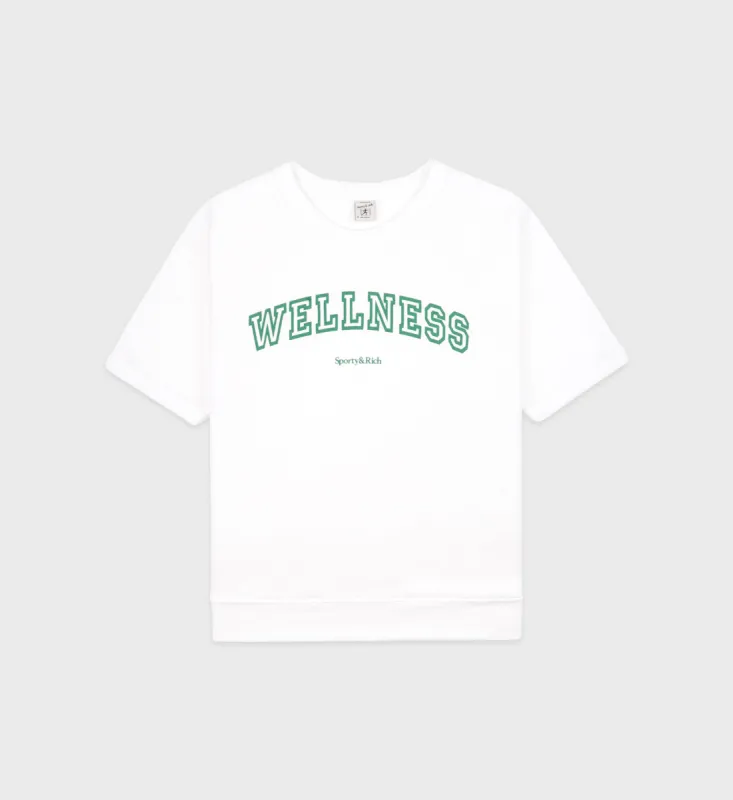 Wellness Ivy Short Sleeve Soft Crewneck - White/Verde sold by Sporty and Rich