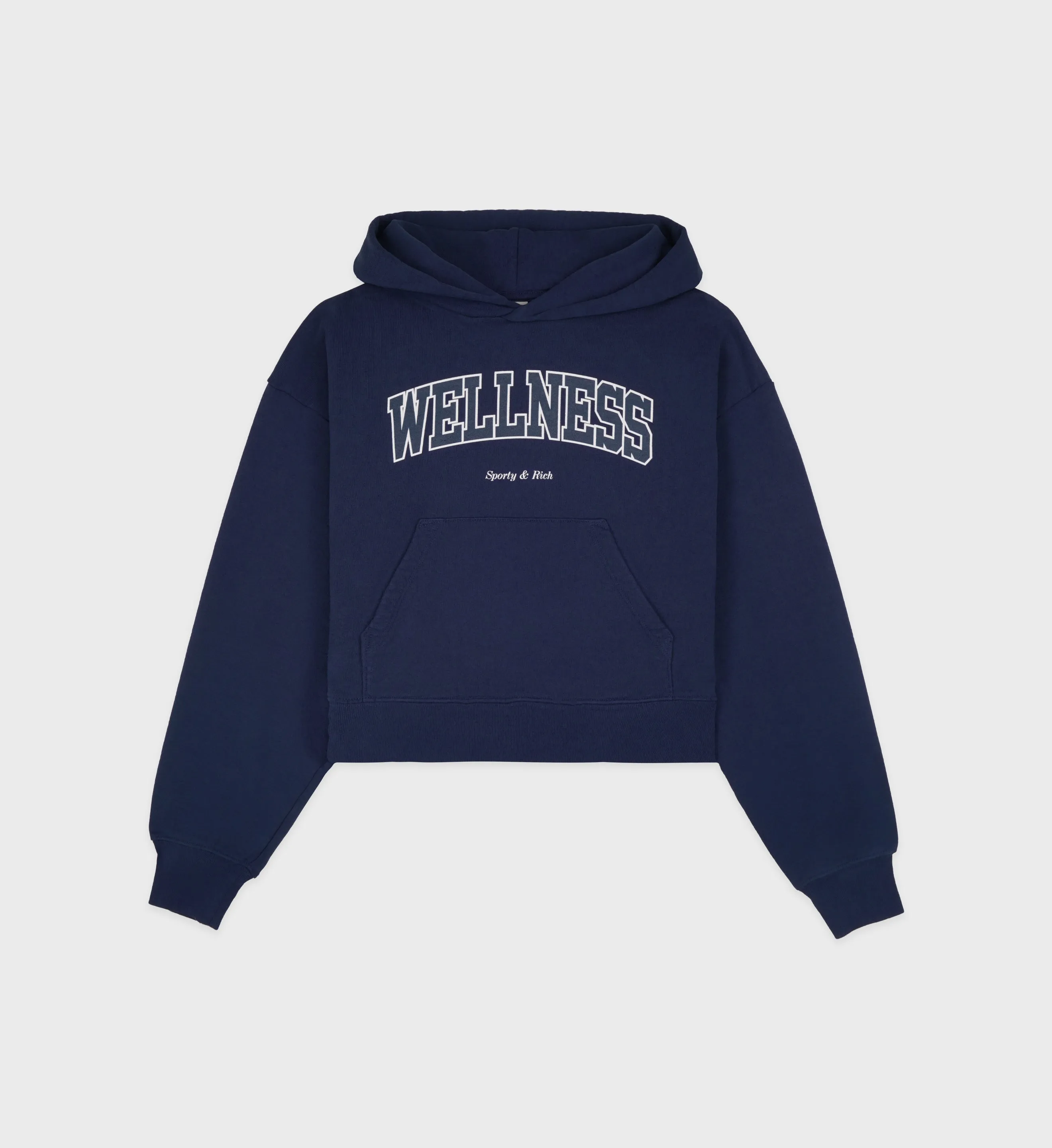 Wellness Ivy Cropped Hoodie - Navy/White sold by Sporty and Rich