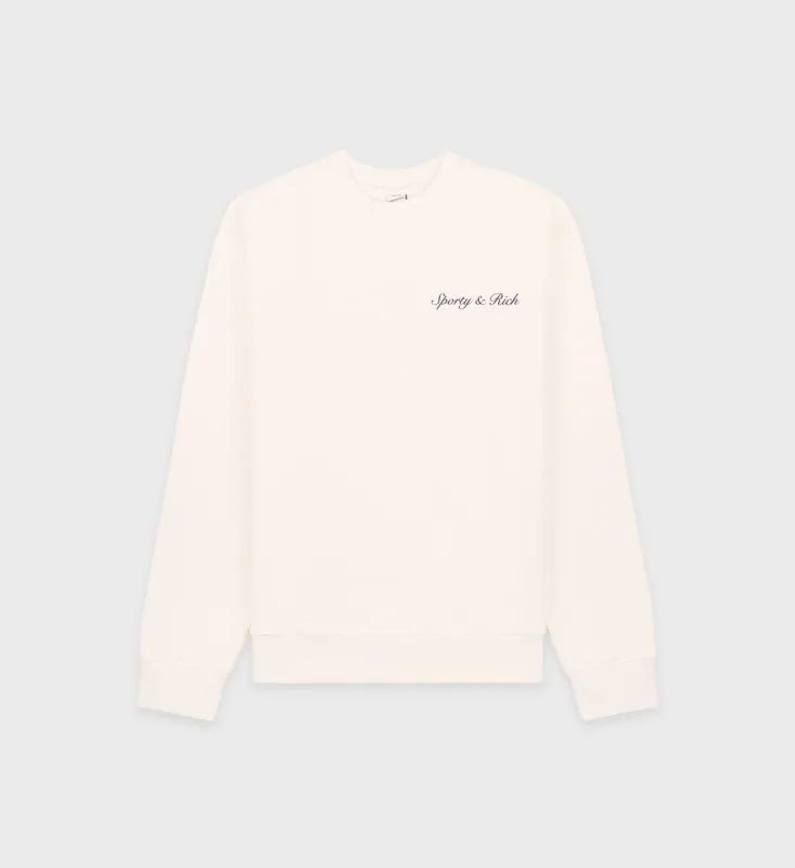 Syracuse Crewneck - Off White/Navy sold by Sporty and Rich