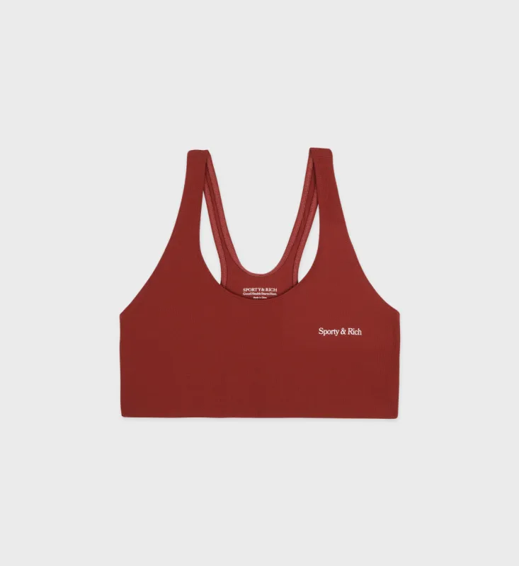 Serif Logo Ribbed Sports Bra - Maroon sold by Sporty and Rich