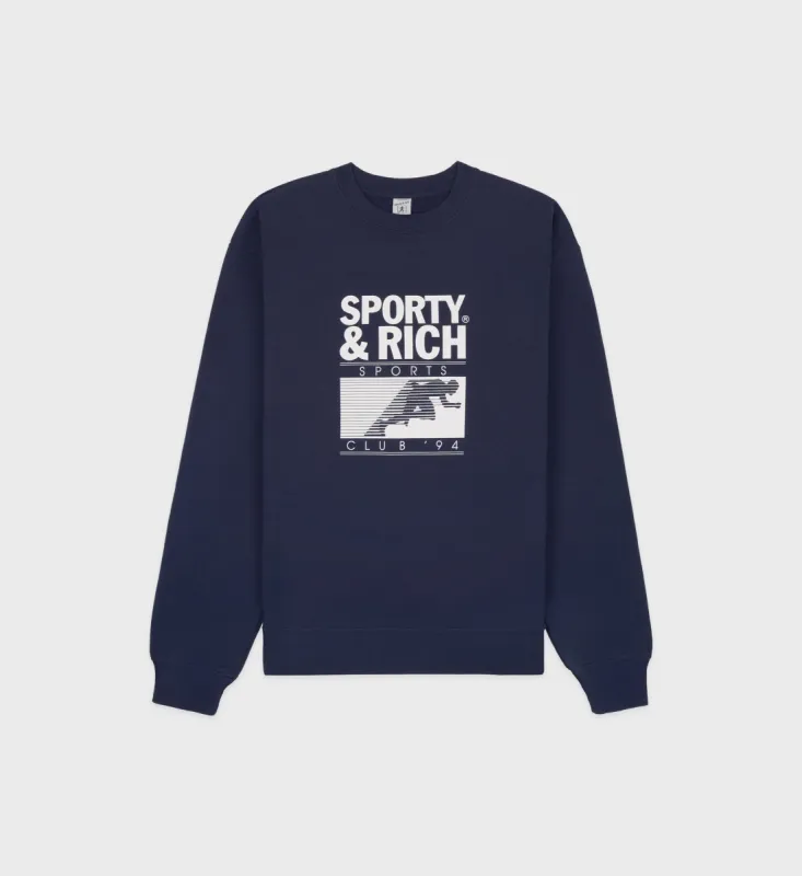 Motion Club Crewneck - Navy/White sold by Sporty and Rich