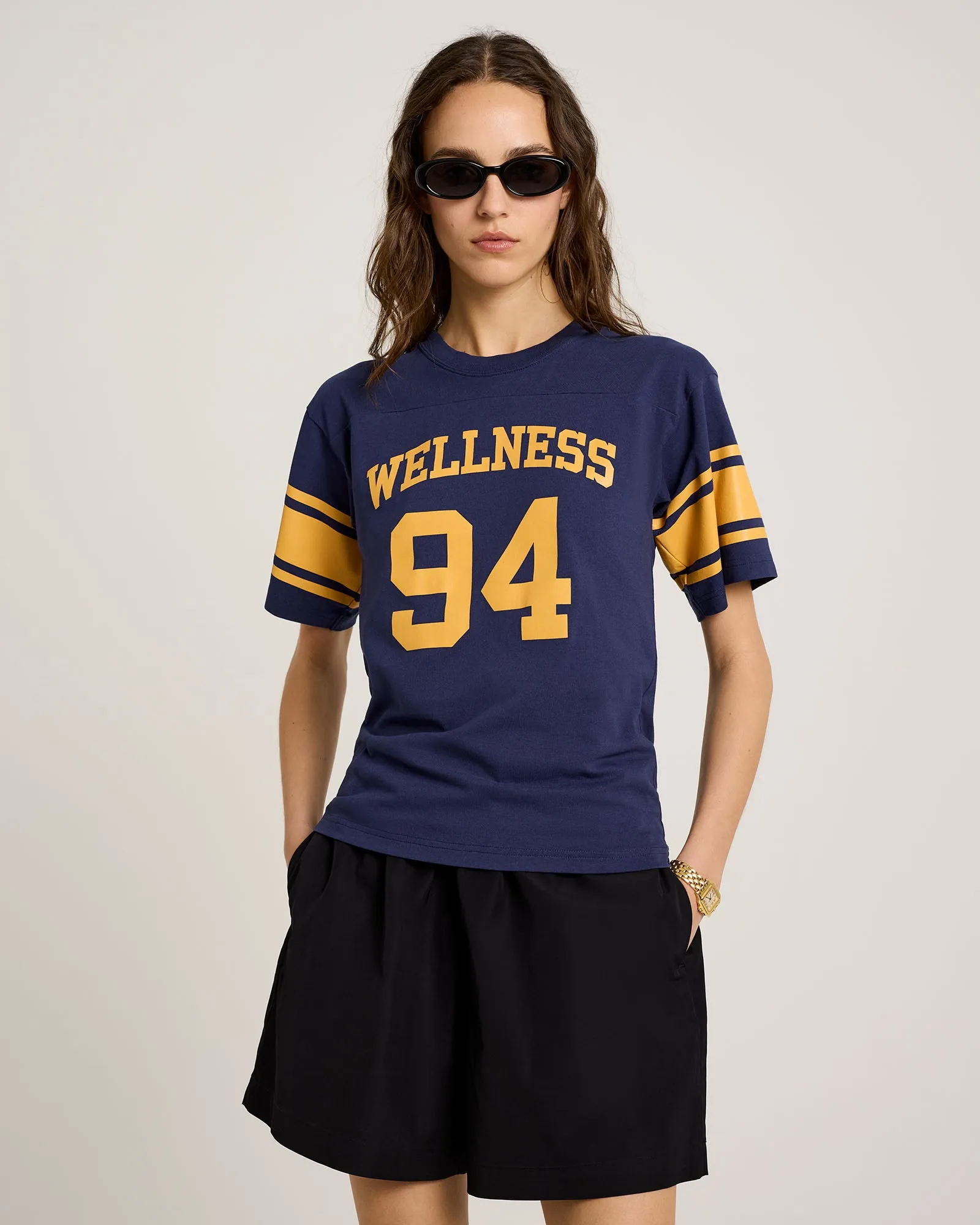 Wellness 94 Rugby Tee - Navy/ Faded Gold sold by Sporty and Rich product image thumbnail 3