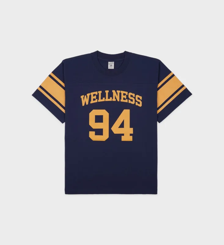 Wellness 94 Rugby Tee - Navy/ Faded Gold sold by Sporty and Rich