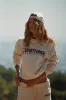 Team Logo Sweatpants - Cream/Navy sold by Sporty and Rich