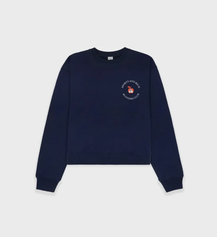 Big Apple Cropped Crewneck - Navy sold by Sporty and Rich