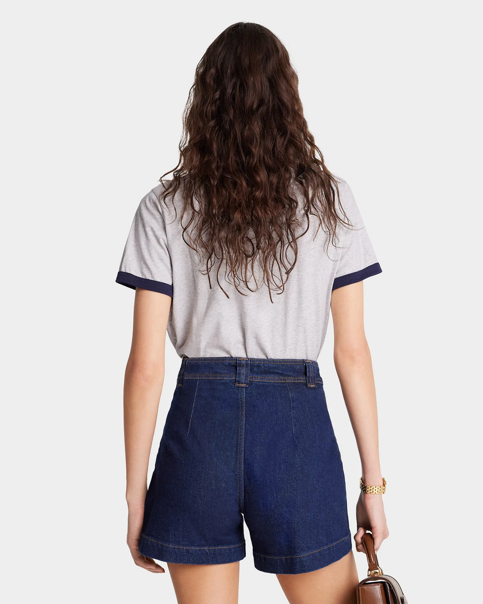 Emblem Ringer Tee - Heather Gray/Navy sold by Sporty and Rich product image thumbnail 5