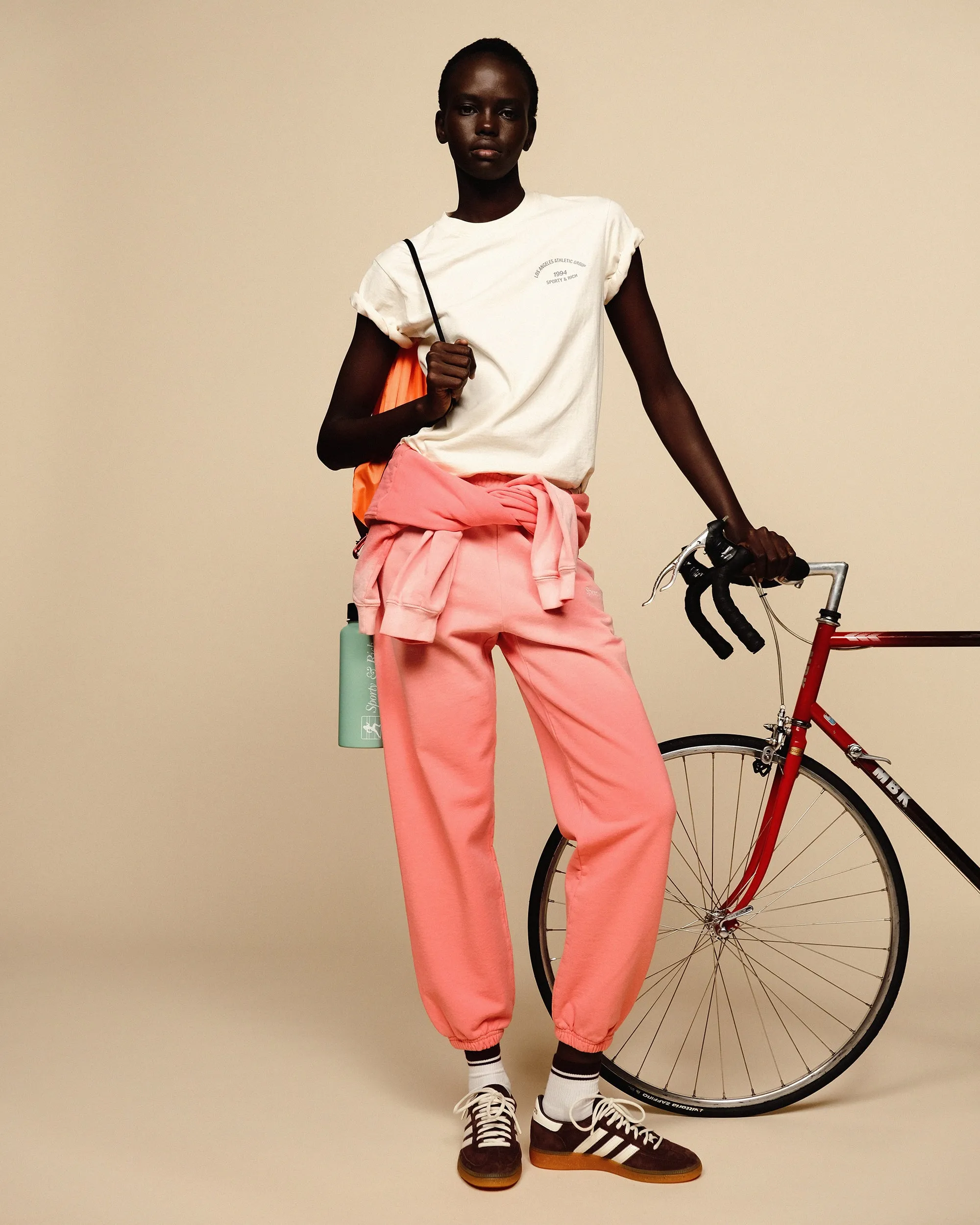 Serif Logo Sweatpant - Dip Dye Pink/White sold by Sporty and Rich product image thumbnail 5