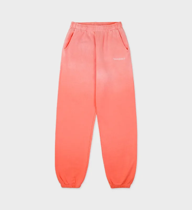 Serif Logo Sweatpant - Dip Dye Pink/White sold by Sporty and Rich