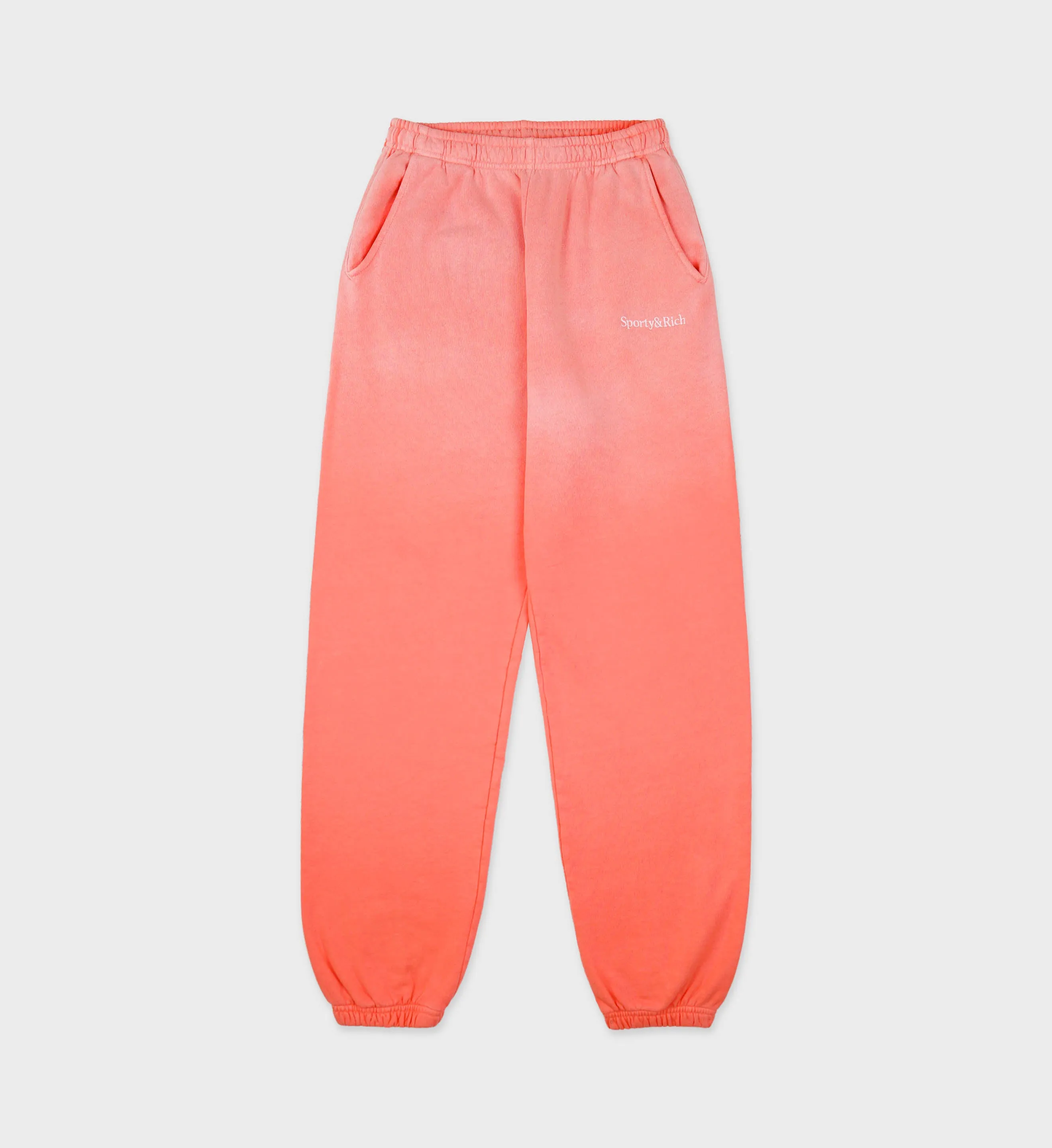 Serif Logo Sweatpant - Dip Dye Pink/White sold by Sporty and Rich