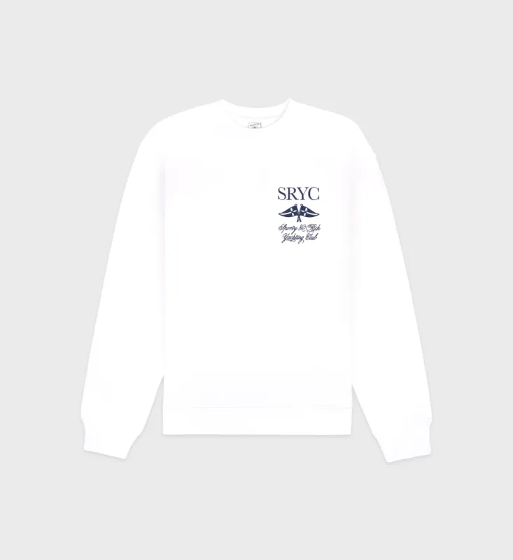 Yatch Club Crewneck - White/Navy sold by Sporty and Rich