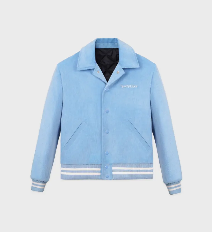 Wellness Club Corduroy Jacket - Baby Blue/White sold by Sporty and Rich