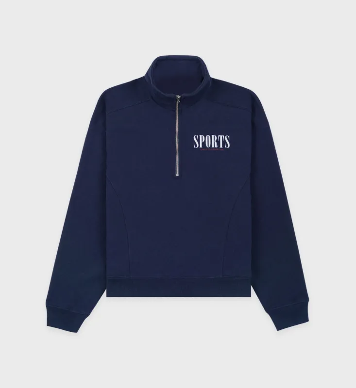 Sports Quarter Zip - Navy/White sold by Sporty and Rich