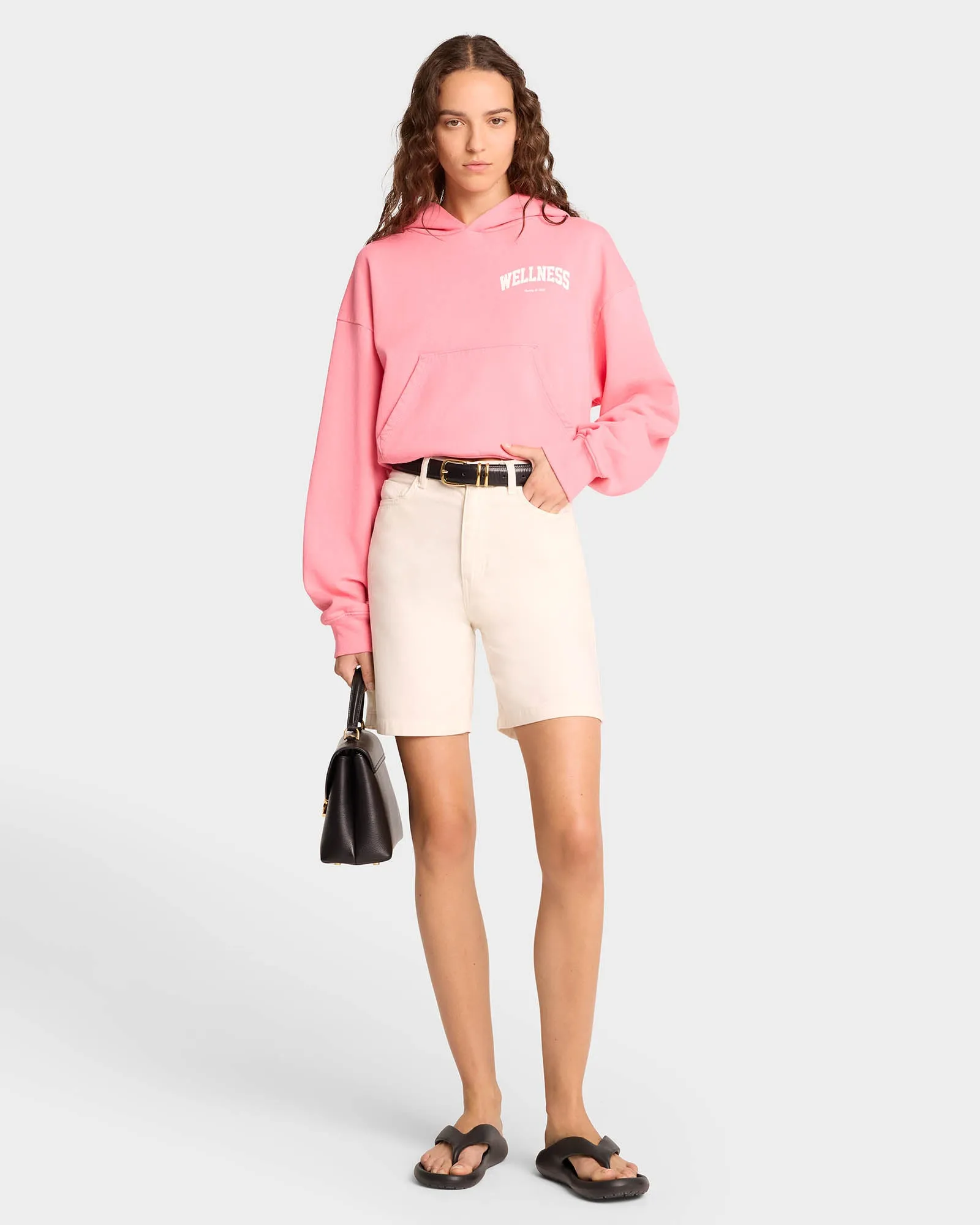Wellness Ivy Cropped Hoodie - Candy/White sold by Sporty and Rich product image thumbnail 3