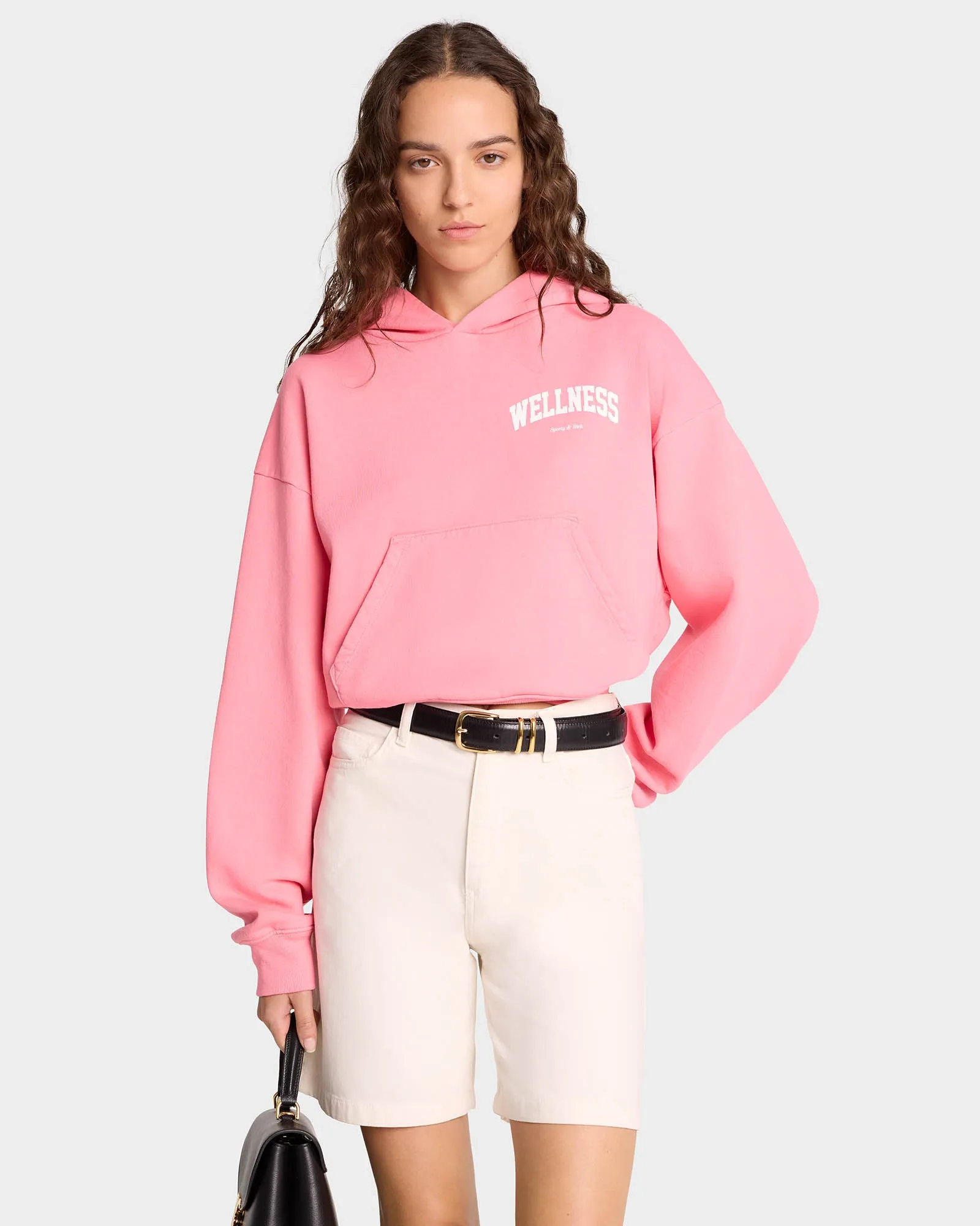 Wellness Ivy Cropped Hoodie - Candy/White sold by Sporty and Rich product image thumbnail 4