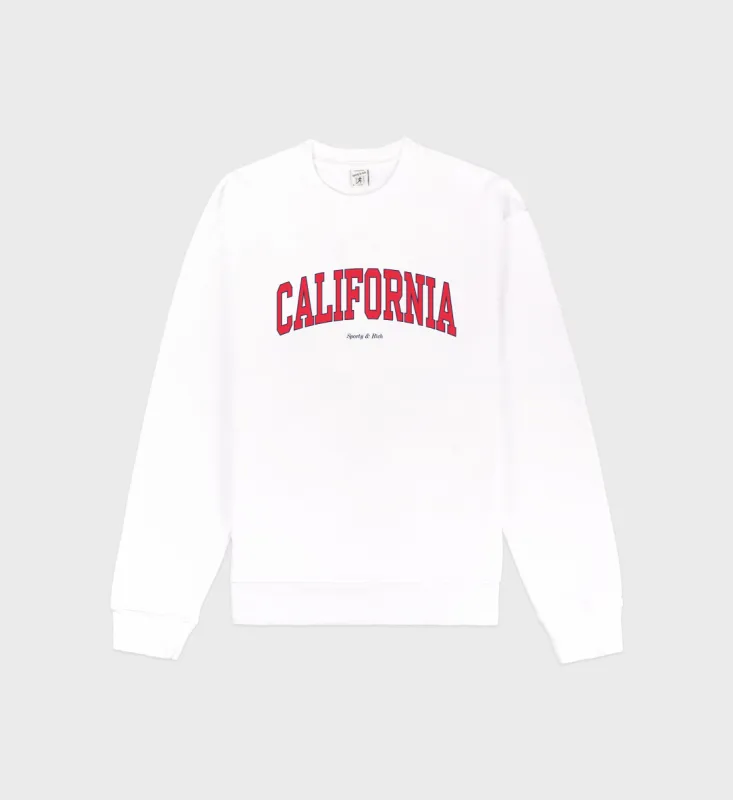 California Crewneck - White/Bright Red sold by Sporty and Rich