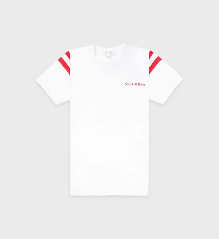 Serif Logo Football Tee - White/Sports Red sold by Sporty and Rich