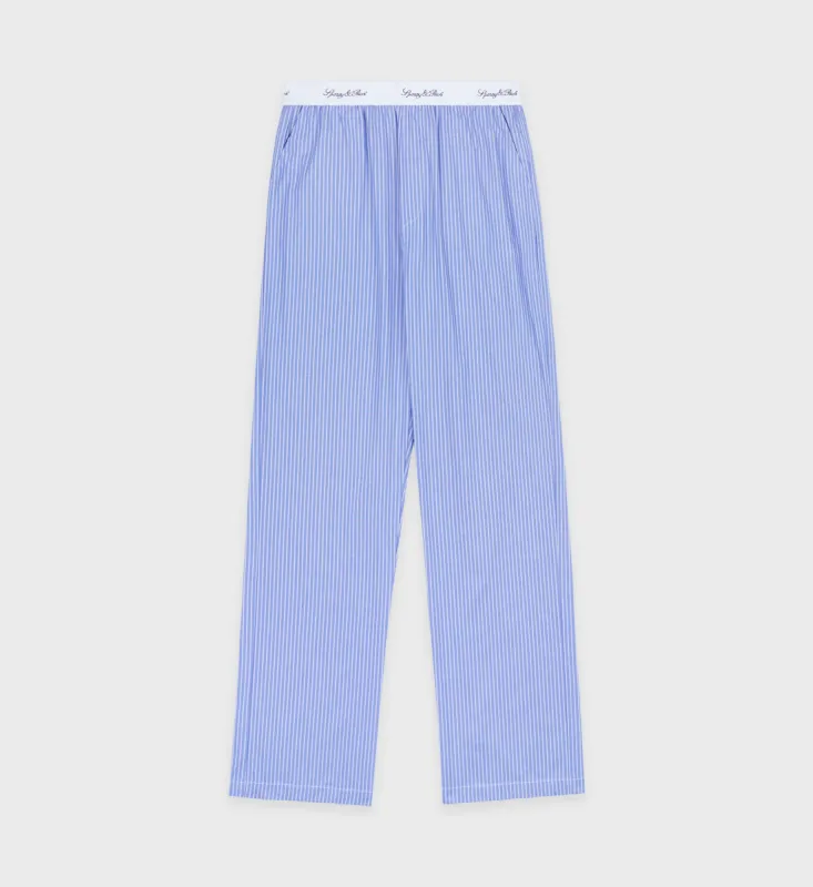 Vendome Pyjama Trousers - Blue Striped sold by Sporty and Rich