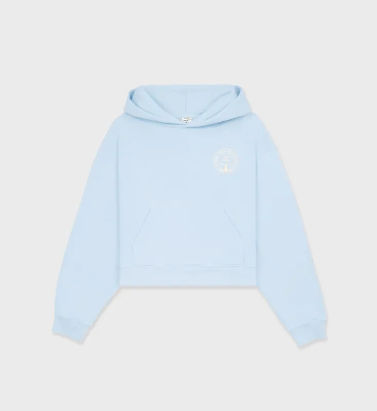 Central Park Cropped Hoodie - Baby Blue/Cream sold by Sporty and Rich