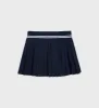 Abigail Wool Pleated Skirt - Navy/Off White sold by Sporty and Rich
