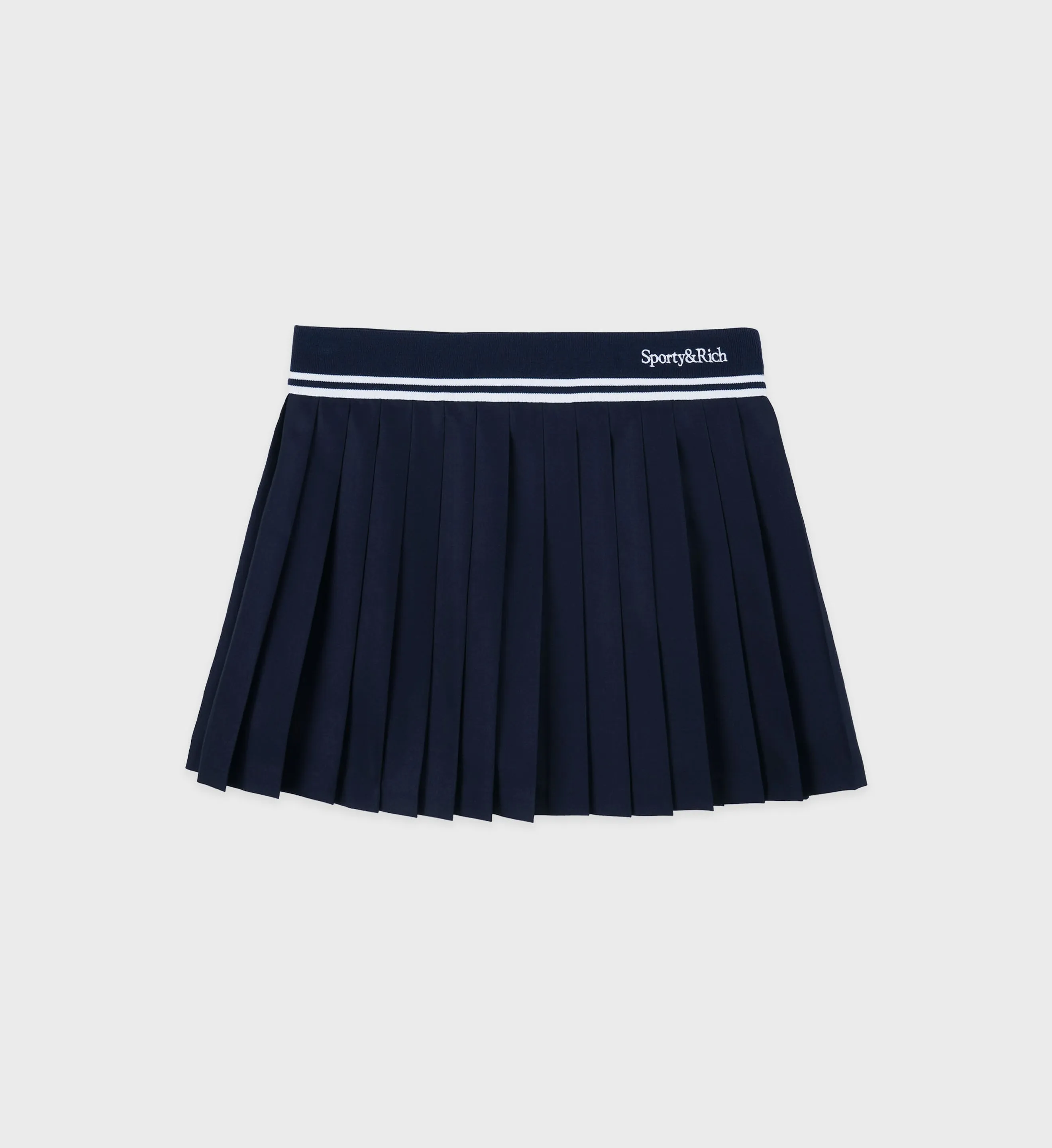 Abigail Wool Pleated Skirt - Navy/Off White sold by Sporty and Rich