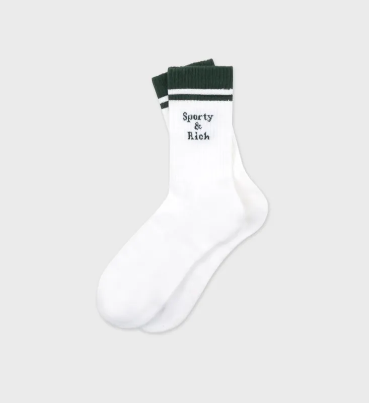 Intarsia Socks - White/Forest sold by Sporty and Rich