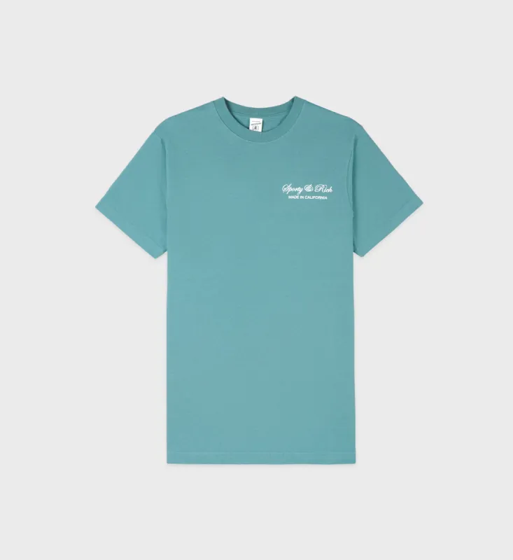 Script Logo T-Shirt - Teal sold by Sporty and Rich