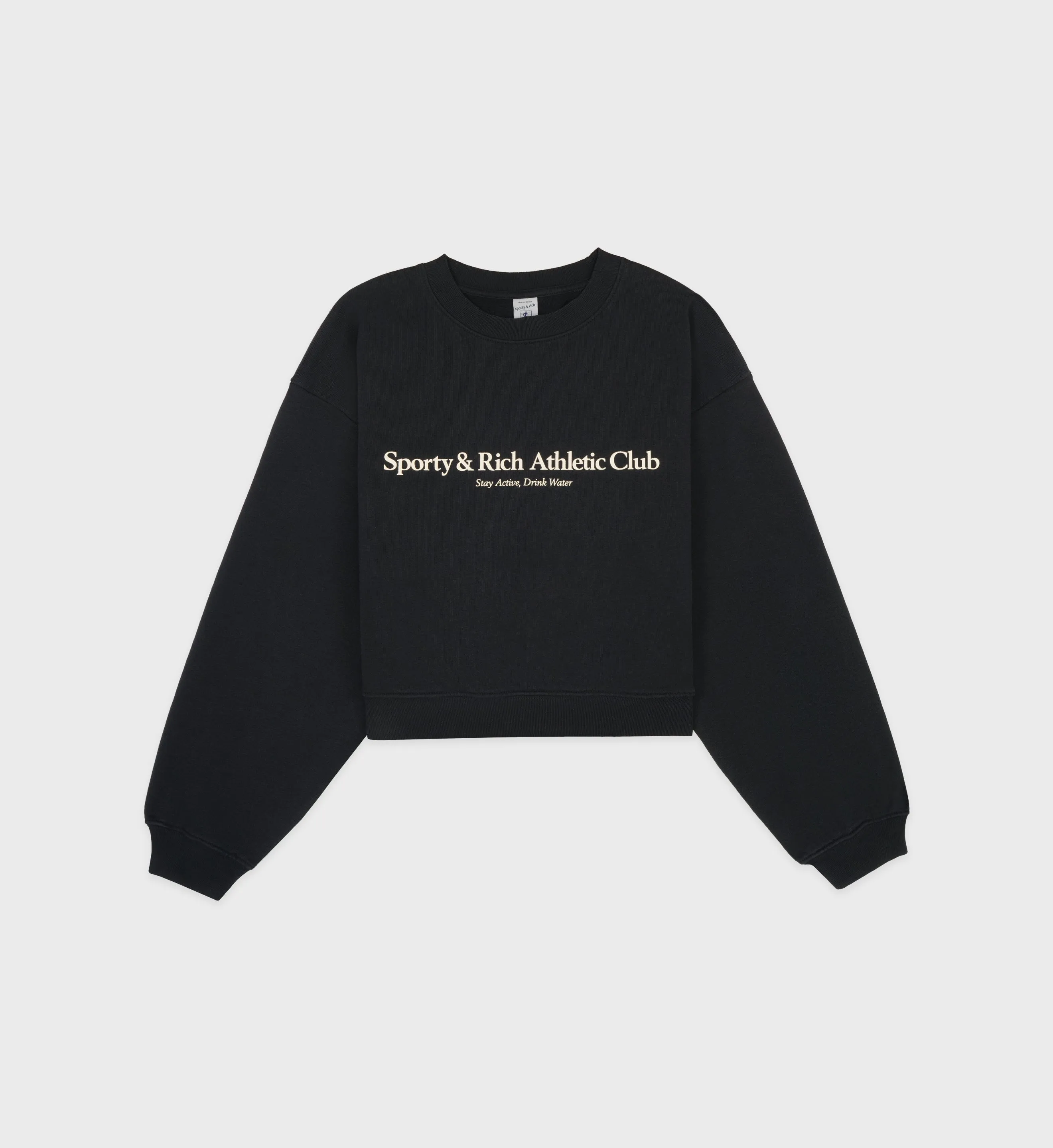 Athletic Club Cropped Crewneck - Black/Cream sold by Sporty and Rich
