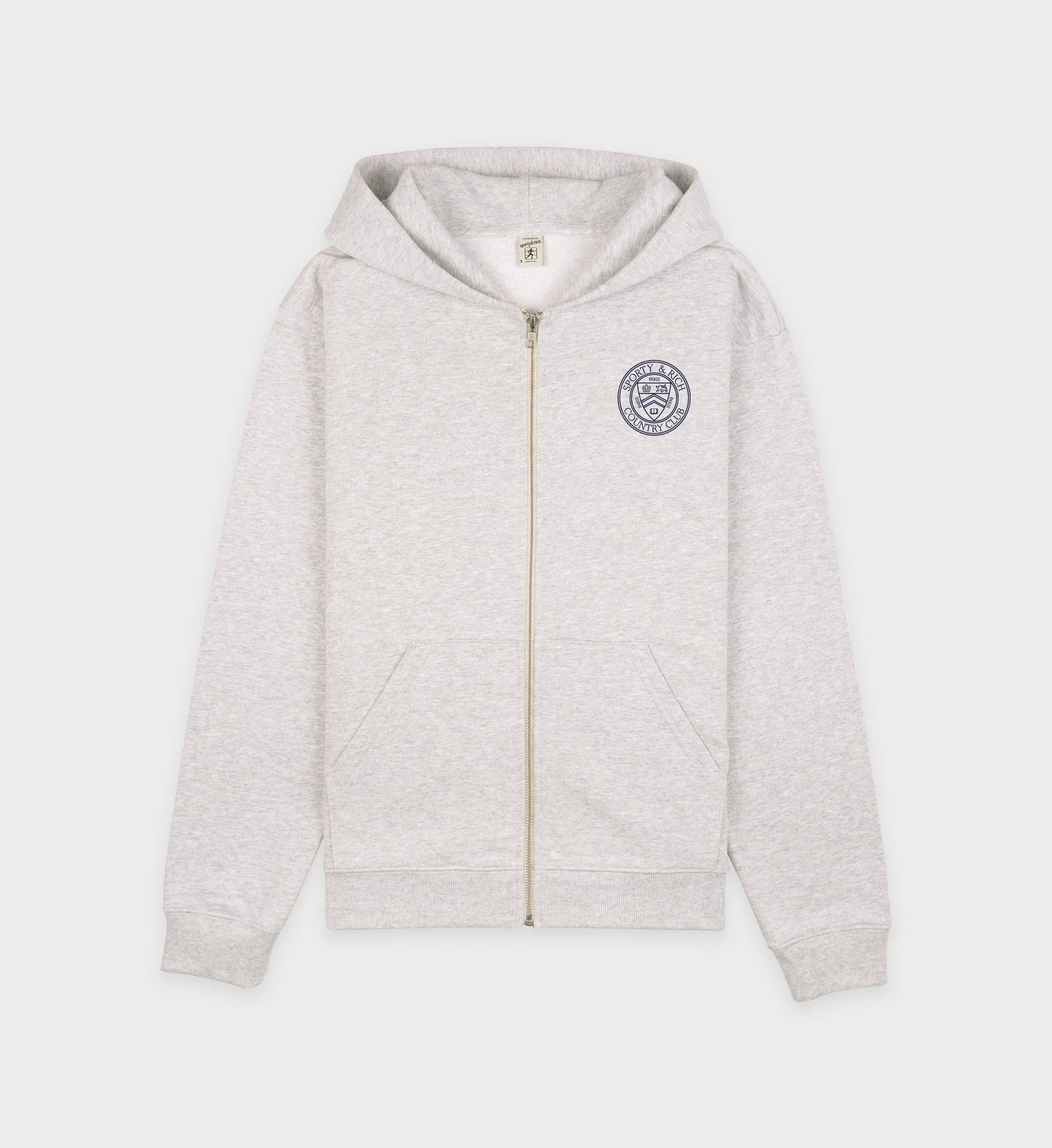 Paris Country Club Zip Hoodie - Heather Gray/Navy sold by Sporty and Rich