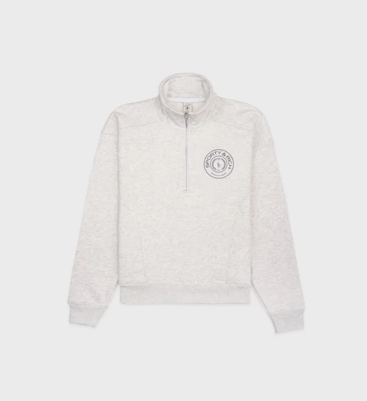 Connecticut Crest Quarter Zip - Heather Gray sold by Sporty and Rich