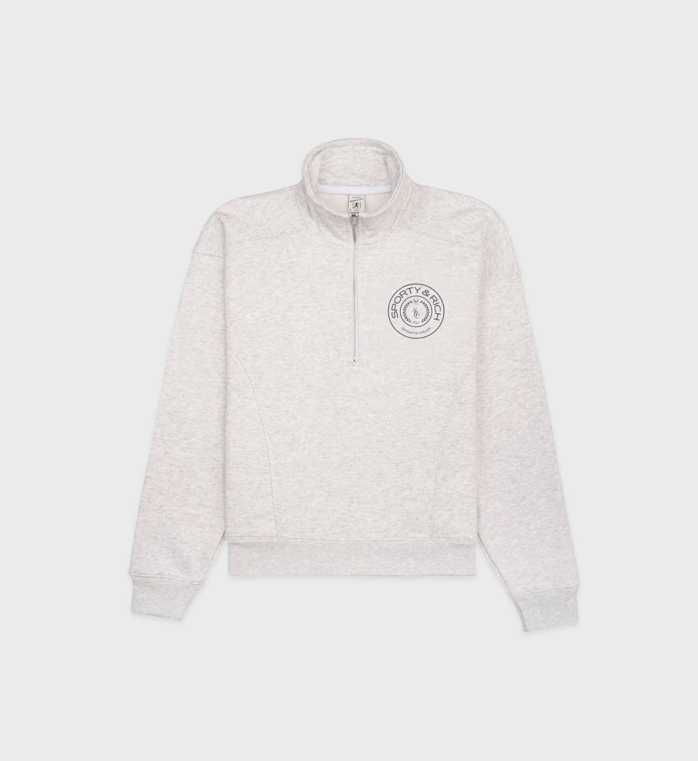 Connecticut Crest Quarter Zip - Heather Gray sold by Sporty and Rich