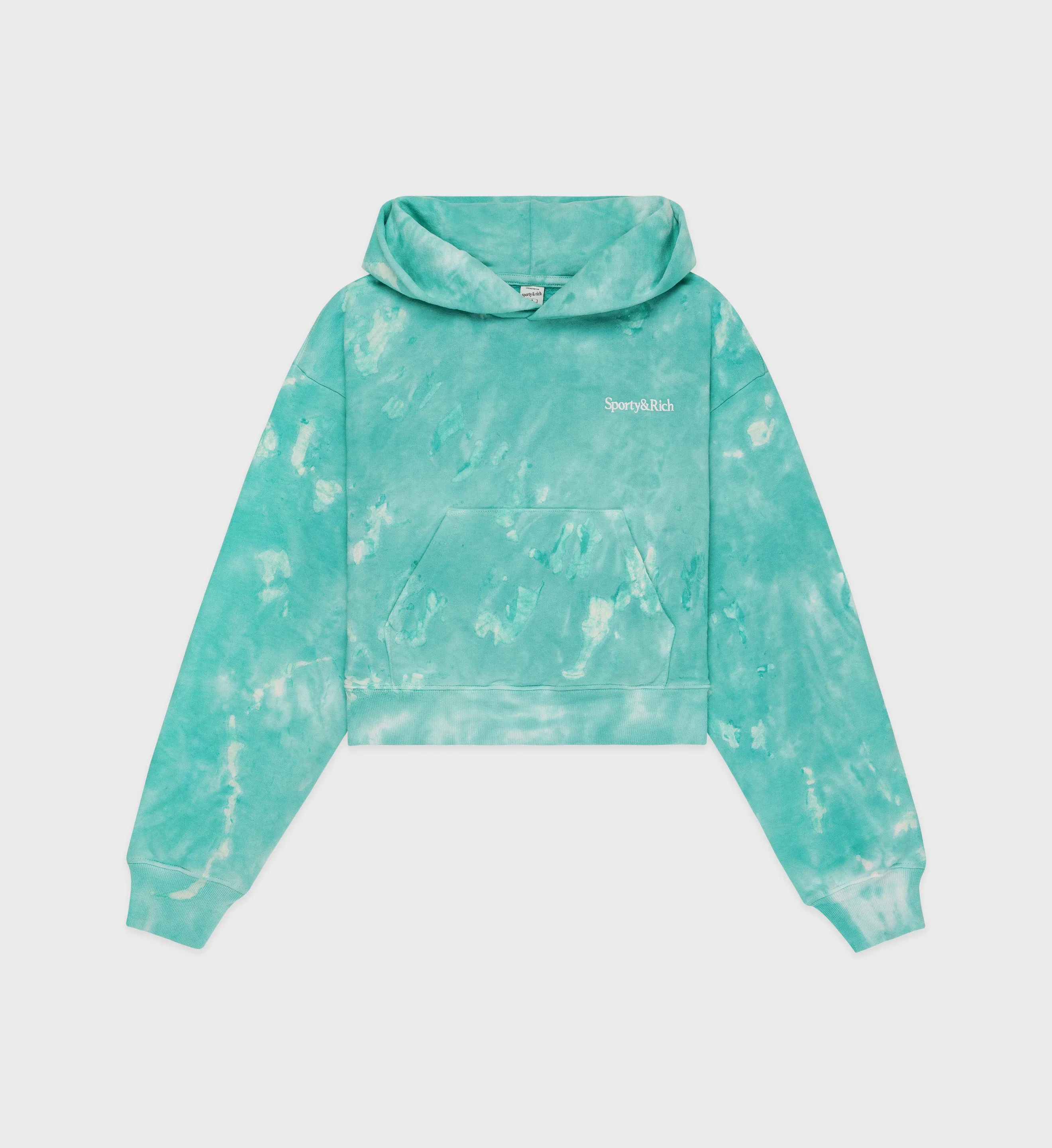 Serif Logo Embroidered Cropped Hoodie - Tahiti Tie & Dye sold by Sporty and Rich