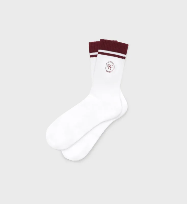 SRHWC Socks - White/Maroon sold by Sporty and Rich