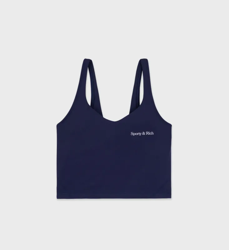 New Serif Cropped Tank - Navy/White sold by Sporty and Rich