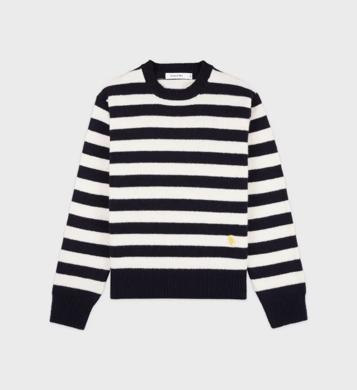 SRC Wool Crewneck - Navy/Off White sold by Sporty and Rich