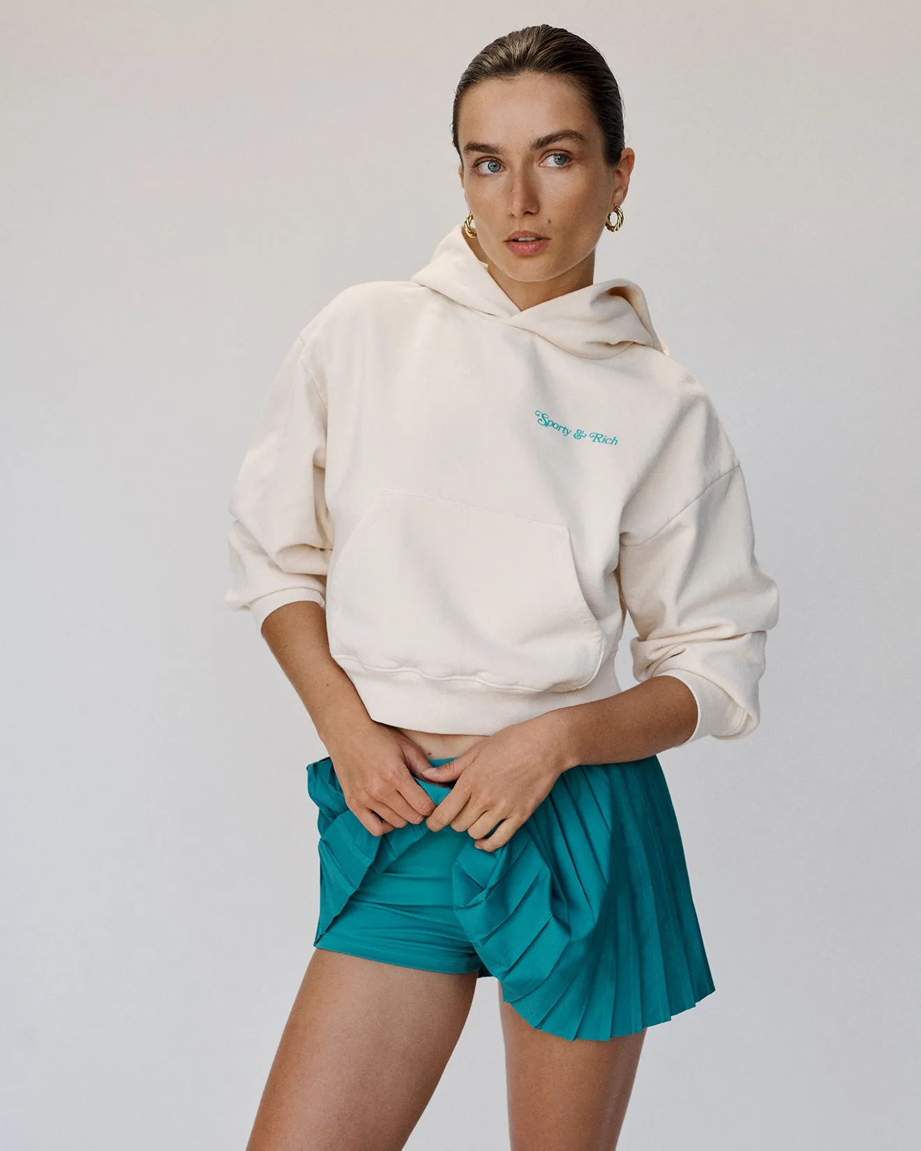 Classic Logo Pleated Tennis Skirt - Teal sold by Sporty and Rich product image thumbnail 5