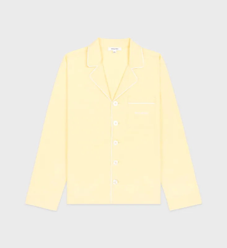 Serif Logo Pyjama Shirt - Canary/White sold by Sporty and Rich