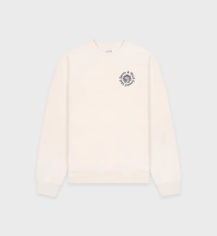 Hotel Crewneck - Cream/Navy sold by Sporty and Rich