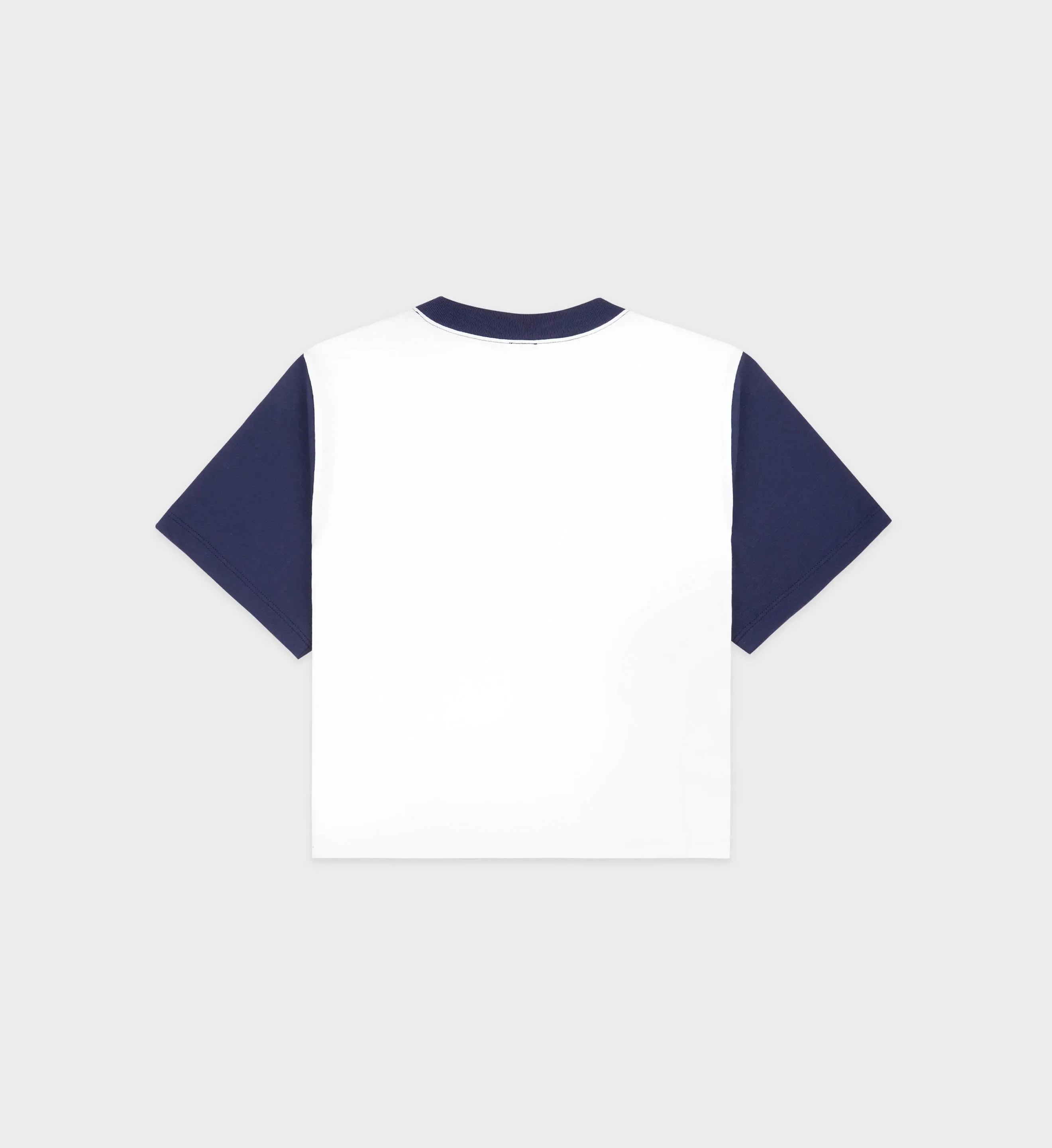 Wellness Ivy Color Block Cropped Tee - White/Navy sold by Sporty and Rich product image thumbnail 2