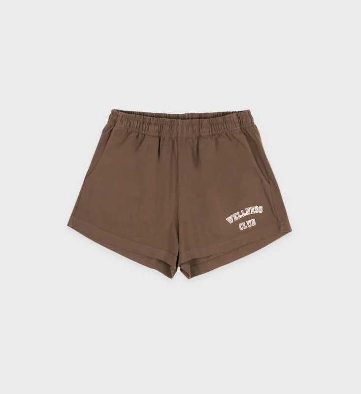 Wellness Club Flocked Disco Short - Earl Grey/White sold by Sporty and Rich