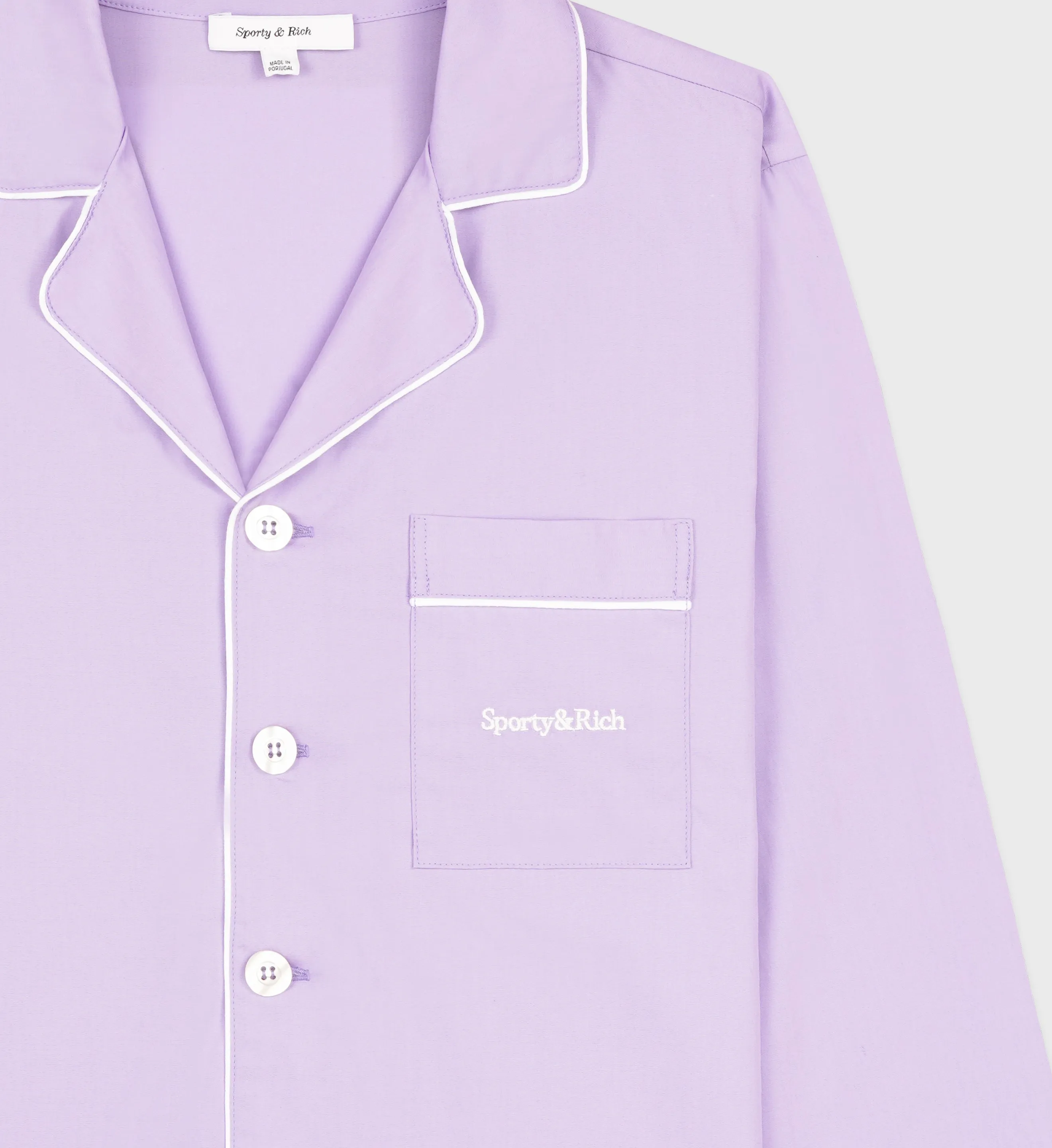 Serif Logo Pyjama Shirt - Lilac/White sold by Sporty and Rich product image thumbnail 3