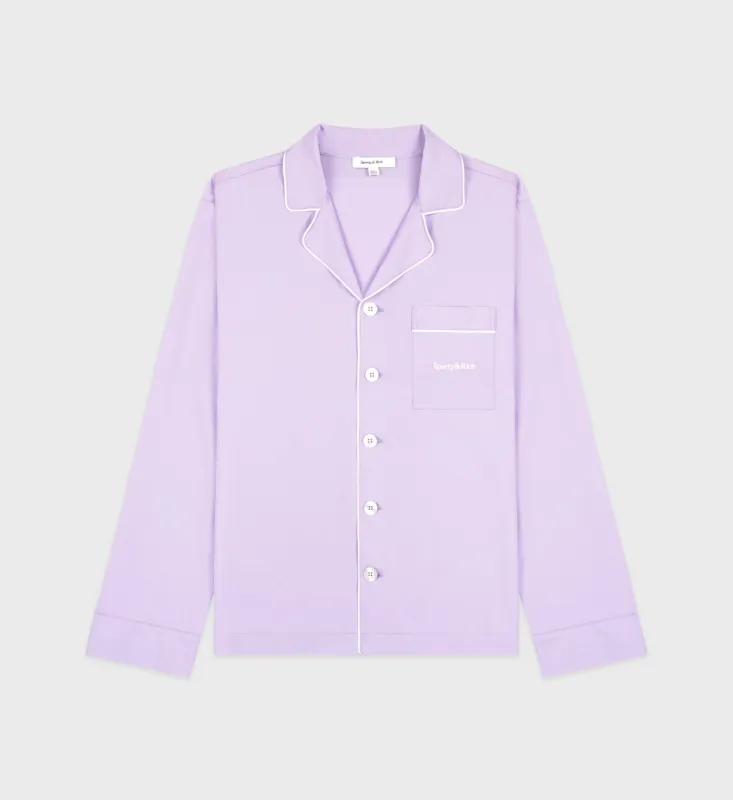 Serif Logo Pyjama Shirt - Lilac/White sold by Sporty and Rich