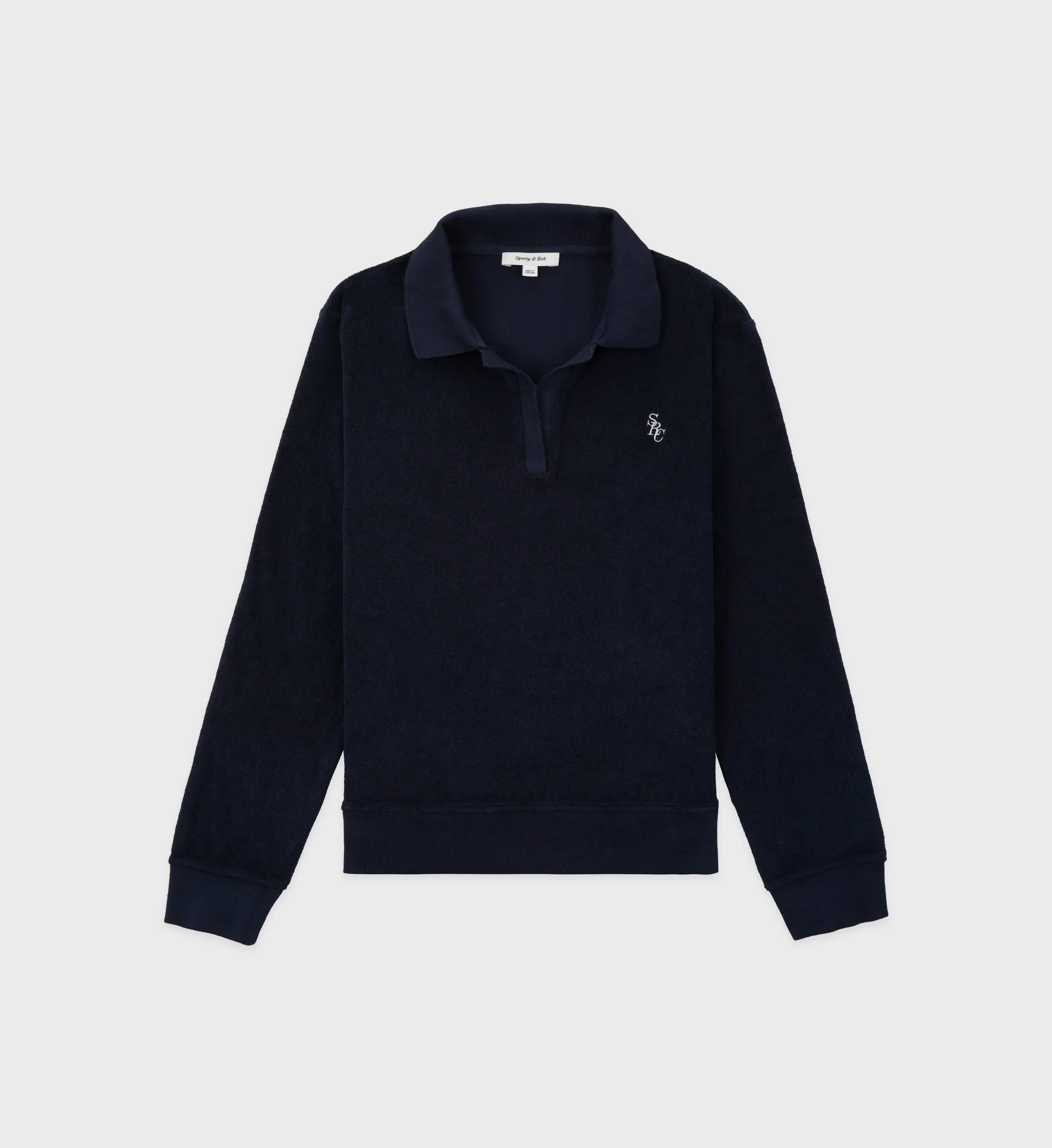 SRC Longsleeve Terry Polo - Navy sold by Sporty and Rich