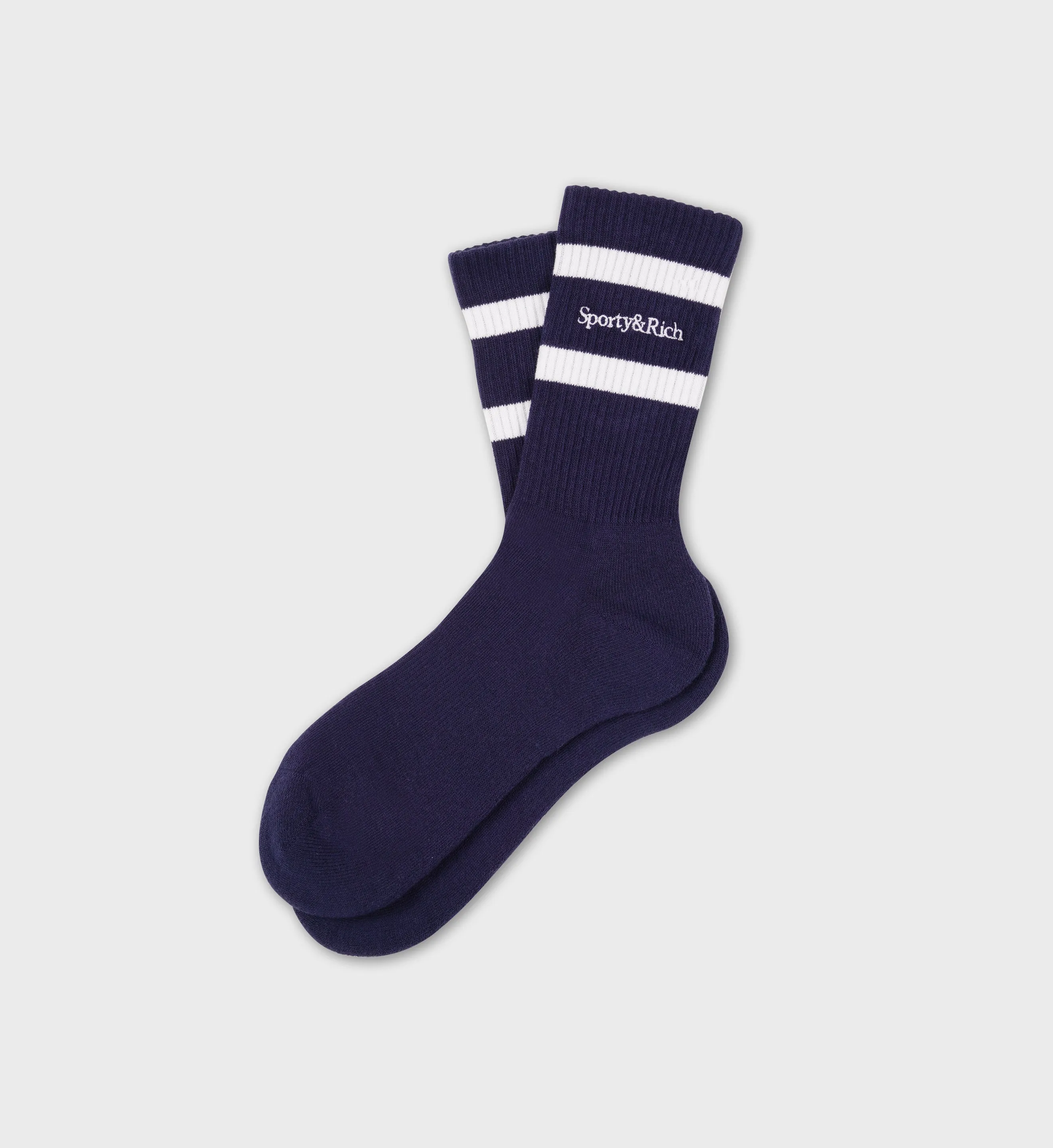 Serif Logo Socks - Navy/White sold by Sporty and Rich