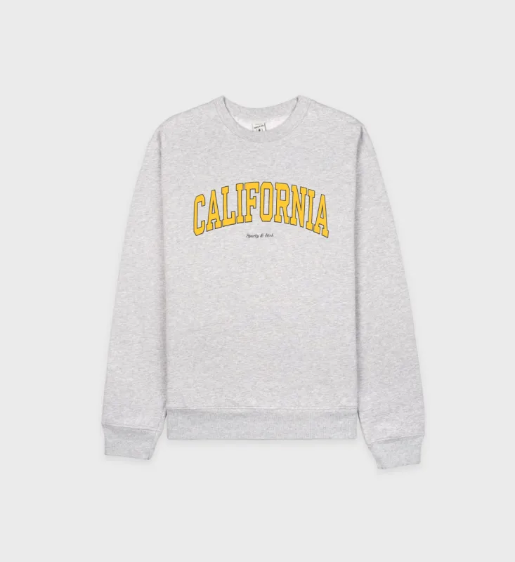 California Crewneck - Heather Gray/Gold sold by Sporty and Rich