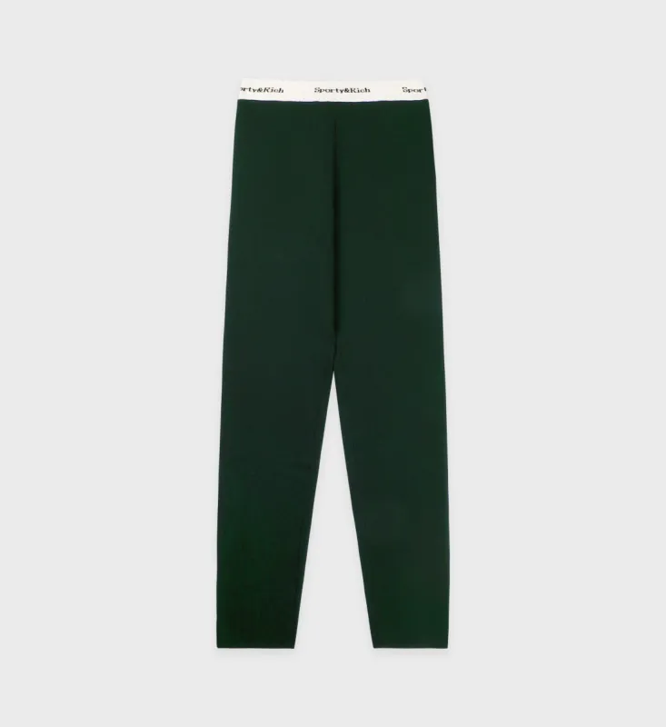 Serif Logo Knitted Legging - Forest/Off White sold by Sporty and Rich
